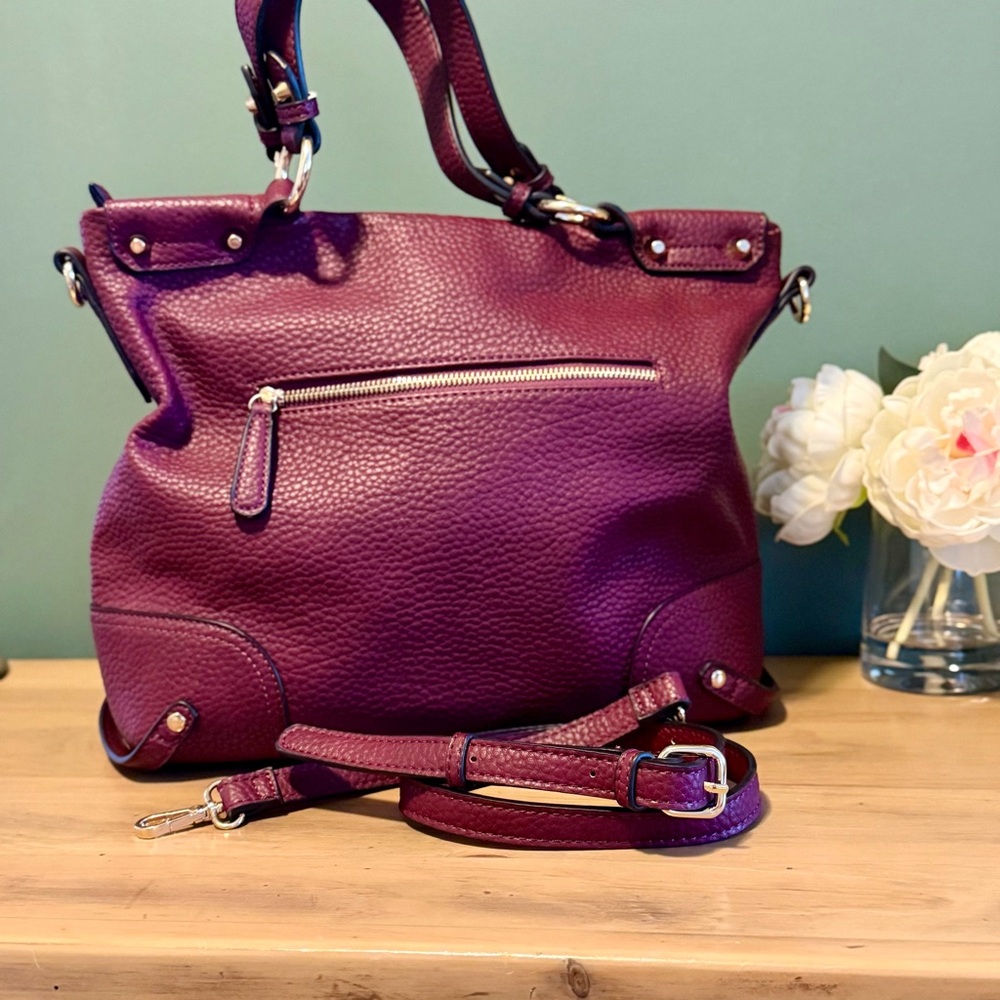 Urban Expressions Burgundy Plum Vegan Leather Satchel Crossbody NWOT - Picture 9 of 12